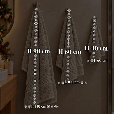 Juego de 3 toallas 100% algodón - Trío de baño con toalla de ducha de 90x140, toalla de 60x100 y toalla de invitados de 40x60 cm, suaves y absorbentes, 6 colores