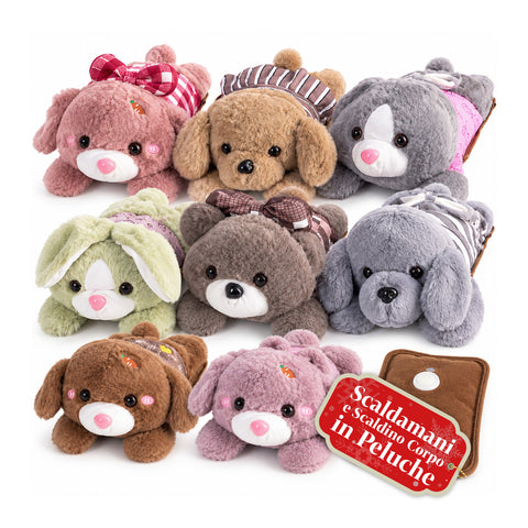 Calientamanos eléctrico de peluche con bolsa térmica recargable, 2 bolsillos, calor durante 4-5 horas, desenfundable con cremallera - Blind Box