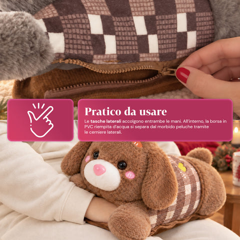 Calientamanos eléctrico de peluche con bolsa térmica recargable, 2 bolsillos, calor durante 4-5 horas, desenfundable con cremallera - Blind Box