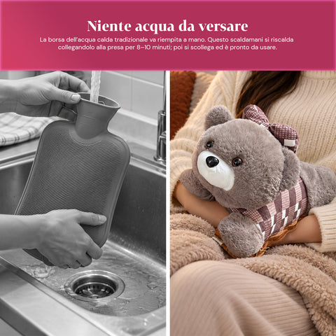 Calientamanos eléctrico de peluche con bolsa térmica recargable, 2 bolsillos, calor durante 4-5 horas, desenfundable con cremallera - Blind Box