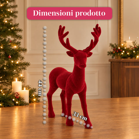 Ciervo decorativo de 33x44h cm con efecto terciopelo, figura de reno de diseño moderno para el hogar, la oficina y escaparates, decoración navideña, 6 variantes de color