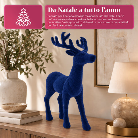 Ciervo decorativo de 33x44h cm con efecto terciopelo, figura de reno de diseño moderno para el hogar, la oficina y escaparates, decoración navideña, 6 variantes de color