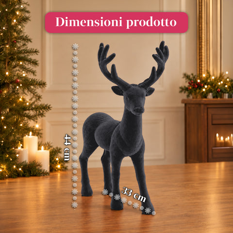Ciervo decorativo de 33x44h cm con efecto terciopelo, figura de reno de diseño moderno para el hogar, la oficina y escaparates, decoración navideña, 6 variantes de color