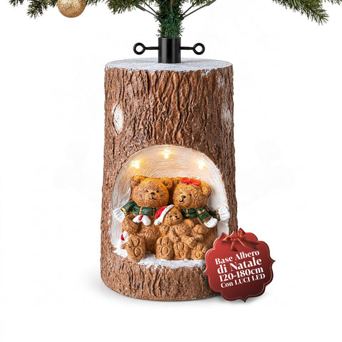 Base para árbol de Navidad con forma de tronco, con LED animados y personajes 3D, para árboles de hasta 180 cm - Cubr​​ebase de hierro y magnesio con enganche Ø 4 cm