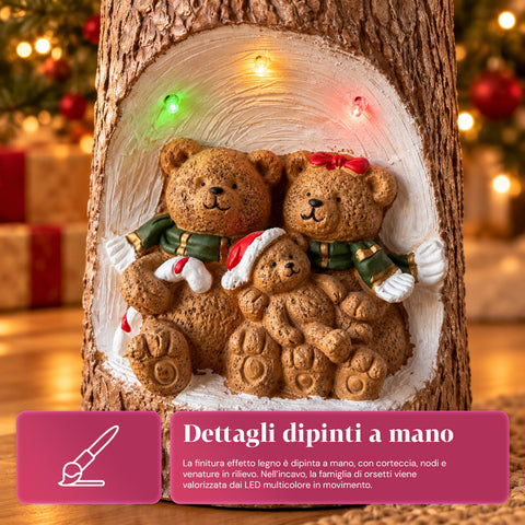 Base para árbol de Navidad con forma de tronco, con LED animados y personajes 3D, para árboles de hasta 180 cm - Cubr​​ebase de hierro y magnesio con enganche Ø 4 cm