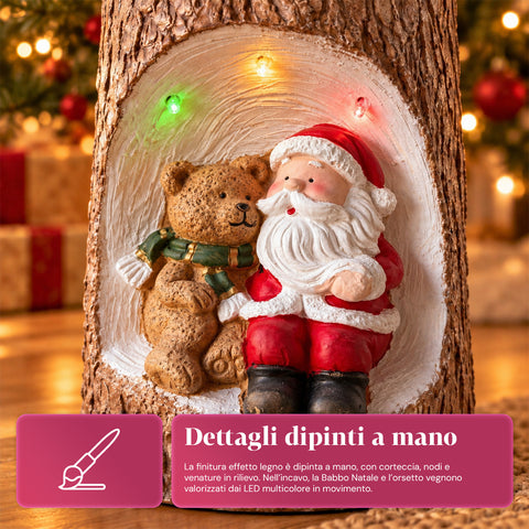 Base para árbol de Navidad con forma de tronco, con LED animados y personajes 3D, para árboles de hasta 180 cm - Cubr​​ebase de hierro y magnesio con enganche Ø 4 cm