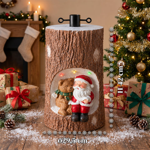 Base para árbol de Navidad con forma de tronco, con LED animados y personajes 3D, para árboles de hasta 180 cm - Cubr​​ebase de hierro y magnesio con enganche Ø 4 cm