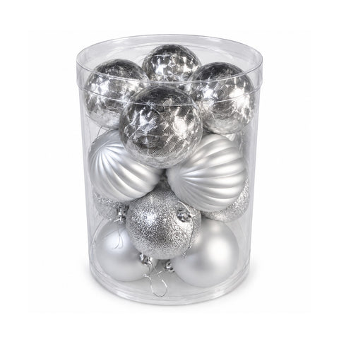 Juego de 16 bolas de Navidad irrompibles de 7 cm - 4 acabados surtidos brillantes, mate y con purpurina - Decoración para el árbol y el hogar - Rojo, dorado y plateado