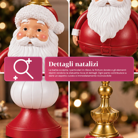 Figura navideña de 35 cm de resina, decoración navideña de Papá Noel, soldado cascanueces y osito, rojo o blanco, para interior y exterior