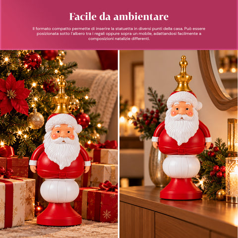 Figura navideña de 35 cm de resina, decoración navideña de Papá Noel, soldado cascanueces y osito, rojo o blanco, para interior y exterior