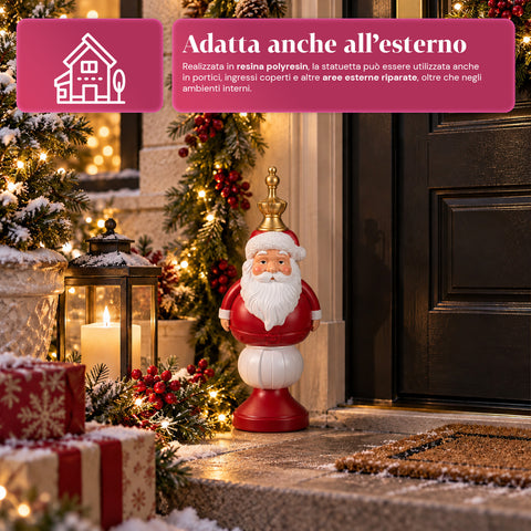 Figura navideña de 35 cm de resina, decoración navideña de Papá Noel, soldado cascanueces y osito, rojo o blanco, para interior y exterior