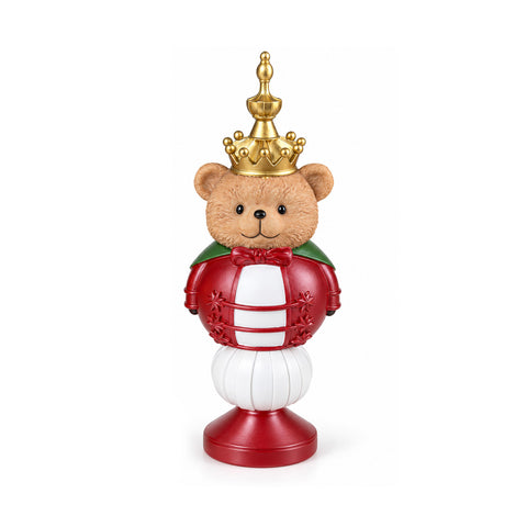 Figura navideña de 35 cm de resina, decoración navideña de Papá Noel, soldado cascanueces y osito, rojo o blanco, para interior y exterior