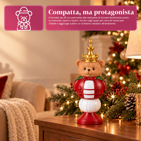 Figura navideña de 35 cm de resina, decoración navideña de Papá Noel, soldado cascanueces y osito, rojo o blanco, para interior y exterior