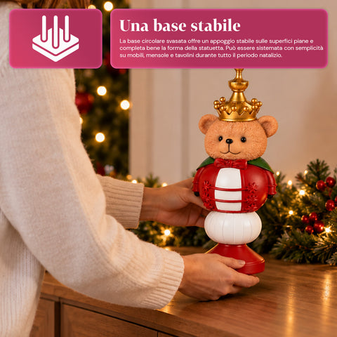 Figura navideña de 35 cm de resina, decoración navideña de Papá Noel, soldado cascanueces y osito, rojo o blanco, para interior y exterior