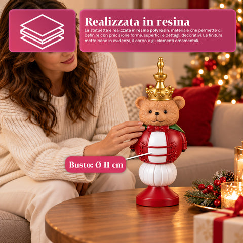 Figura navideña de 35 cm de resina, decoración navideña de Papá Noel, soldado cascanueces y osito, rojo o blanco, para interior y exterior