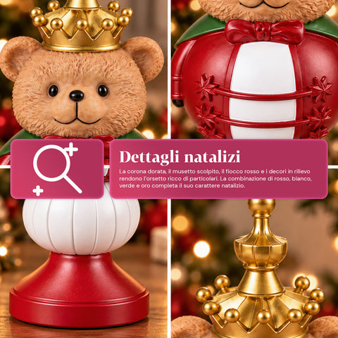 Figura navideña de 35 cm de resina, decoración navideña de Papá Noel, soldado cascanueces y osito, rojo o blanco, para interior y exterior