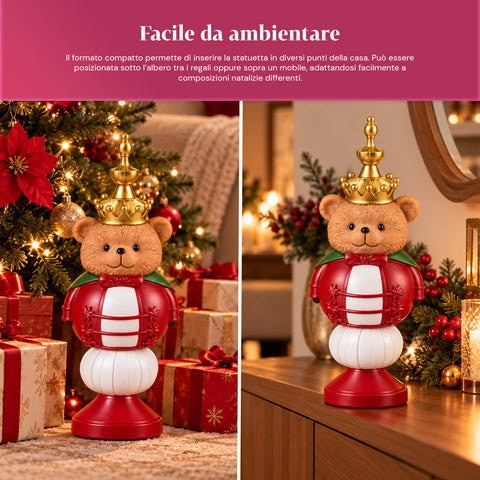 Figura navideña de 35 cm de resina, decoración navideña de Papá Noel, soldado cascanueces y osito, rojo o blanco, para interior y exterior