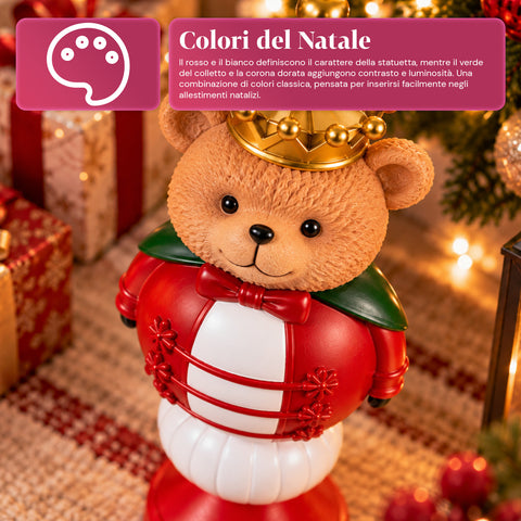 Figura navideña de 35 cm de resina, decoración navideña de Papá Noel, soldado cascanueces y osito, rojo o blanco, para interior y exterior