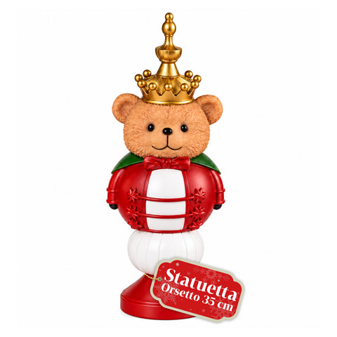 Figura navideña de 35 cm de resina, decoración navideña de Papá Noel, soldado cascanueces y osito, rojo o blanco, para interior y exterior