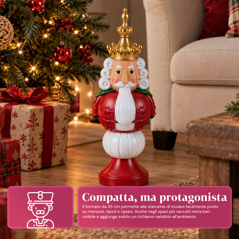 Figura navideña de 35 cm de resina, decoración navideña de Papá Noel, soldado cascanueces y osito, rojo o blanco, para interior y exterior