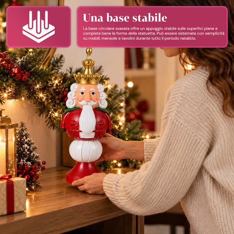 Figura navideña de 35 cm de resina, decoración navideña de Papá Noel, soldado cascanueces y osito, rojo o blanco, para interior y exterior