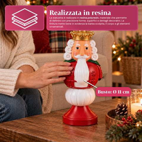Figura navideña de 35 cm de resina, decoración navideña de Papá Noel, soldado cascanueces y osito, rojo o blanco, para interior y exterior
