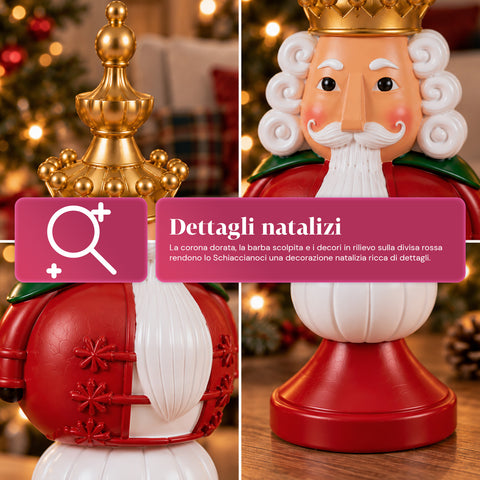 Figura navideña de 35 cm de resina, decoración navideña de Papá Noel, soldado cascanueces y osito, rojo o blanco, para interior y exterior