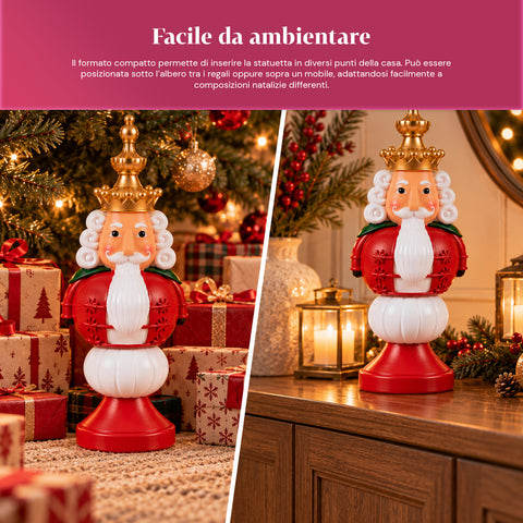 Figura navideña de 35 cm de resina, decoración navideña de Papá Noel, soldado cascanueces y osito, rojo o blanco, para interior y exterior