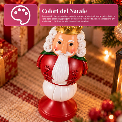 Figura navideña de 35 cm de resina, decoración navideña de Papá Noel, soldado cascanueces y osito, rojo o blanco, para interior y exterior