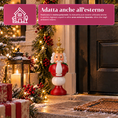 Figura navideña de 35 cm de resina, decoración navideña de Papá Noel, soldado cascanueces y osito, rojo o blanco, para interior y exterior
