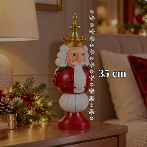 Figura navideña de 35 cm de resina, decoración navideña de Papá Noel, soldado cascanueces y osito, rojo o blanco, para interior y exterior