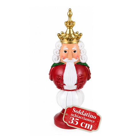 Figura navideña de 35 cm de resina, decoración navideña de Papá Noel, soldado cascanueces y osito, rojo o blanco, para interior y exterior