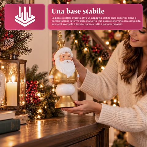 Figura navideña de 35 cm de resina, decoración navideña de Papá Noel, soldado cascanueces y osito, rojo o blanco, para interior y exterior