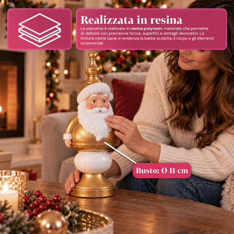 Figura navideña de 35 cm de resina, decoración navideña de Papá Noel, soldado cascanueces y osito, rojo o blanco, para interior y exterior
