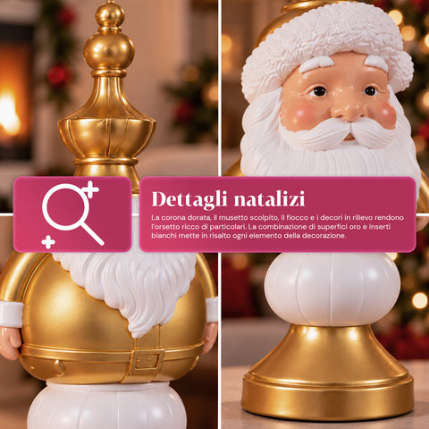 Figura navideña de 35 cm de resina, decoración navideña de Papá Noel, soldado cascanueces y osito, rojo o blanco, para interior y exterior
