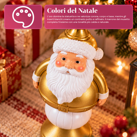 Figura navideña de 35 cm de resina, decoración navideña de Papá Noel, soldado cascanueces y osito, rojo o blanco, para interior y exterior