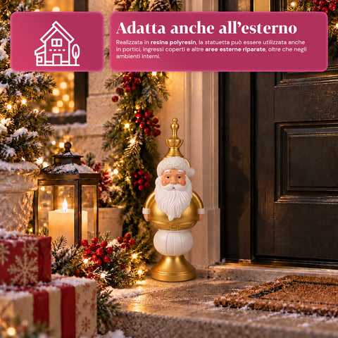 Figura navideña de 35 cm de resina, decoración navideña de Papá Noel, soldado cascanueces y osito, rojo o blanco, para interior y exterior