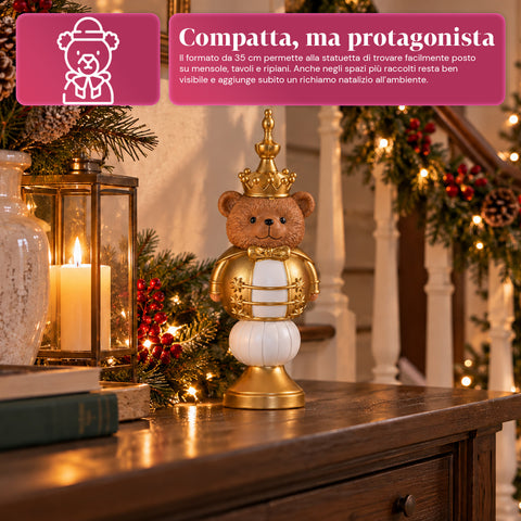Figura navideña de 35 cm de resina, decoración navideña de Papá Noel, soldado cascanueces y osito, rojo o blanco, para interior y exterior