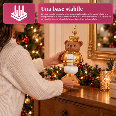 Figura navideña de 35 cm de resina, decoración navideña de Papá Noel, soldado cascanueces y osito, rojo o blanco, para interior y exterior
