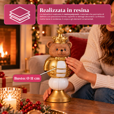 Figura navideña de 35 cm de resina, decoración navideña de Papá Noel, soldado cascanueces y osito, rojo o blanco, para interior y exterior