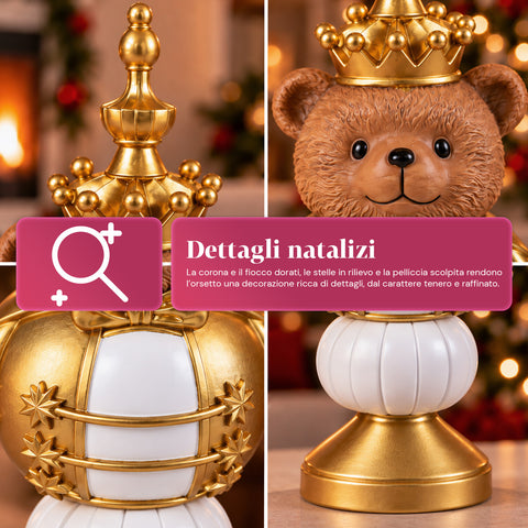 Figura navideña de 35 cm de resina, decoración navideña de Papá Noel, soldado cascanueces y osito, rojo o blanco, para interior y exterior