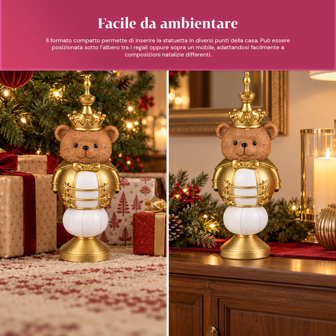 Figura navideña de 35 cm de resina, decoración navideña de Papá Noel, soldado cascanueces y osito, rojo o blanco, para interior y exterior