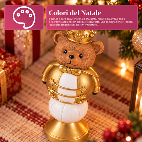 Figura navideña de 35 cm de resina, decoración navideña de Papá Noel, soldado cascanueces y osito, rojo o blanco, para interior y exterior