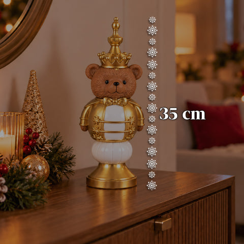 Figura navideña de 35 cm de resina, decoración navideña de Papá Noel, soldado cascanueces y osito, rojo o blanco, para interior y exterior