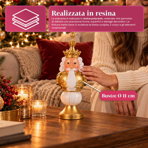 Figura navideña de 35 cm de resina, decoración navideña de Papá Noel, soldado cascanueces y osito, rojo o blanco, para interior y exterior