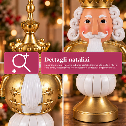 Figura navideña de 35 cm de resina, decoración navideña de Papá Noel, soldado cascanueces y osito, rojo o blanco, para interior y exterior