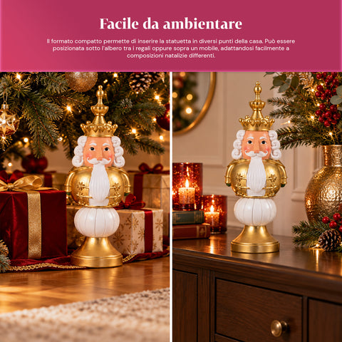 Figura navideña de 35 cm de resina, decoración navideña de Papá Noel, soldado cascanueces y osito, rojo o blanco, para interior y exterior