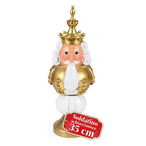 Figura navideña de 35 cm de resina, decoración navideña de Papá Noel, soldado cascanueces y osito, rojo o blanco, para interior y exterior