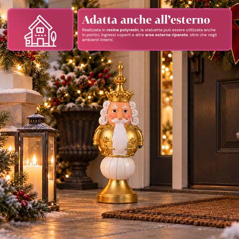Figura navideña de 35 cm de resina, decoración navideña de Papá Noel, soldado cascanueces y osito, rojo o blanco, para interior y exterior