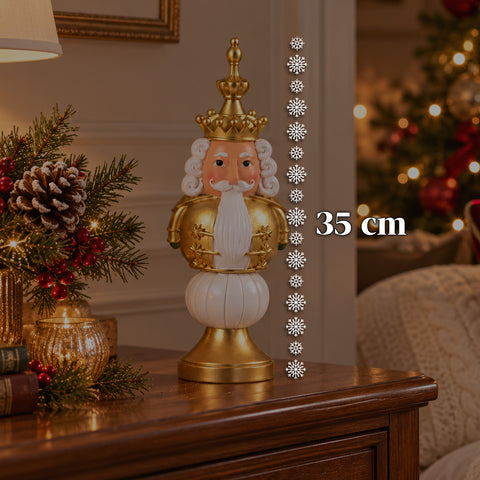 Figura navideña de 35 cm de resina, decoración navideña de Papá Noel, soldado cascanueces y osito, rojo o blanco, para interior y exterior
